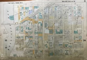 1952 MIAMI BEACH FL 15TH TERRASSE - 18TH STREET & BISCAYNE BAY - MERIDAN AVE ATLAS KARTE - Bild 1 von 4