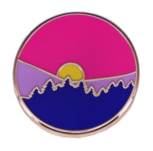 Pin Sunset Sunrise Dawn Dusk Horizon Árboles Bisexual LGBTQ Bandera del Orgullo Colores de 1 - Imagen 1 de 2