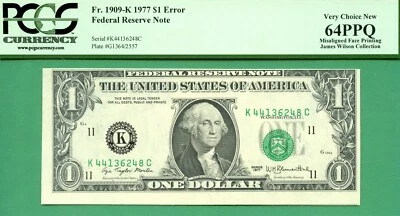 ERROR IMPRESIÓN FACIAL DESALINEADA - 1977 $1 FRANCO SUIZO - PCGS CU 64 PPQ - ERROR DESALINEADO Foto 1 de 2