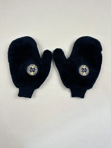 Notre Dame Gloved Adult One Size Blue Fleece Mittens Embroidered University Logo Cover