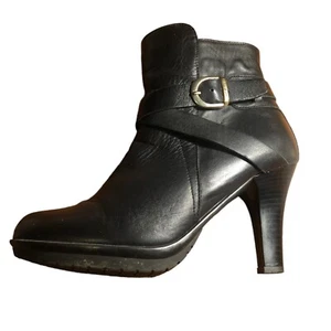 Russell & Bromley Size 5 38 BLACK LEATHER QUICK BUCK ANKLE BOOTS STILETTO WOMENS - Picture 1 of 12