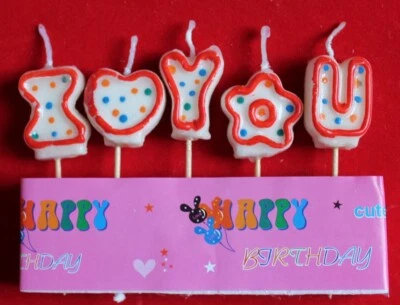 2 paquetes de velas de feliz cumpleaños I LOVE YOU Foto 1 de 2