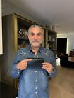 Leather Saint Laurent sunglass case with cloth owned by Reza Farahan