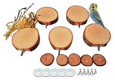 MT.HANDMADE Vogel Sitzbretter Wellensittich Papage Sitzstangen Vögel 5 Sitzbretter +f.Zweige