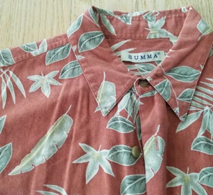 Camisa hawaiana Summa para hombre talla L floral con botones manga corta - Imagen 1 de 7