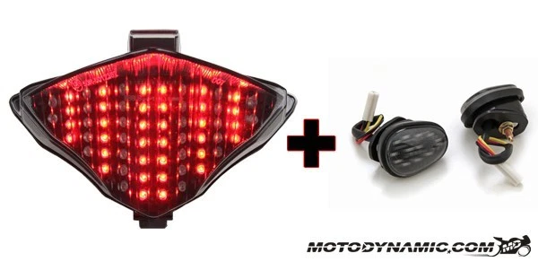 Se adapta a 04-06 Yamaha R1 Luz trasera LED SECUENCIAL HUMO + Señales de giro de montaje empotrado Foto 1 de 1