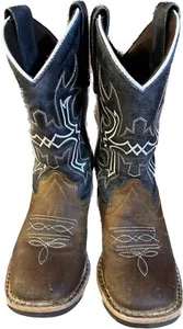 KINDER COWBOY LEGEND STIEFEL GR.9 RODEO RANCH FARM RN94894 UNISEX BRAUN SCHWARZ LEDER - Bild 1 von 7