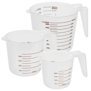 3 Sizes Stacking Measuring Cup Jugs Plastic Kitchen Baking Set Flour Sugar Water - Picture 1 of 6