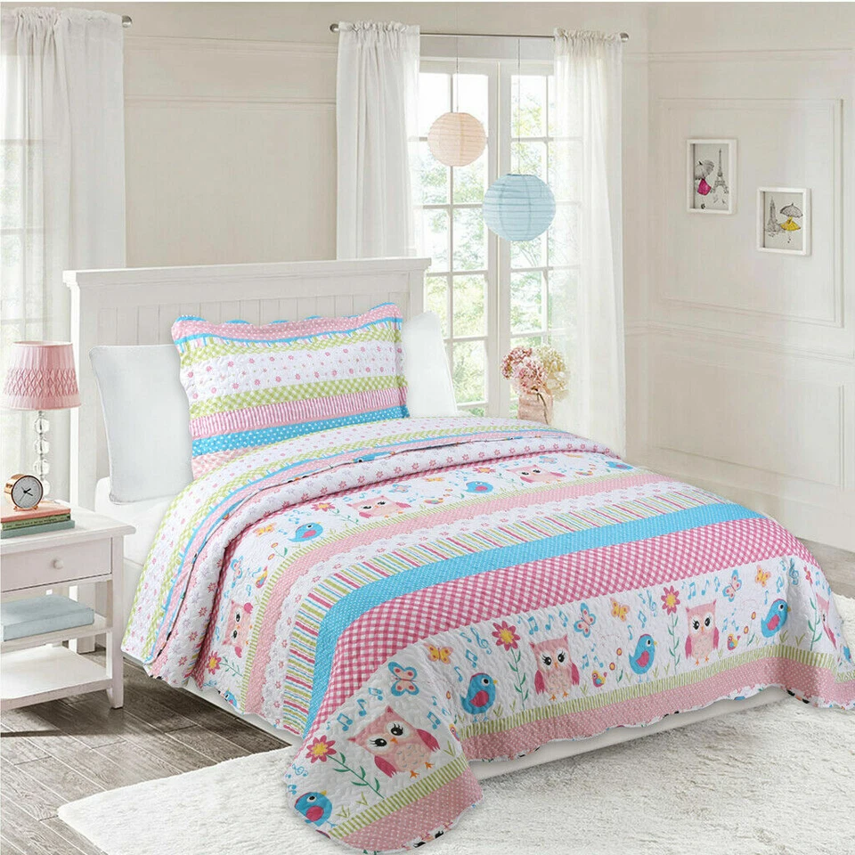 2/3pcs Kids Quilt Bedspread Comforter Set Throw Blanket for Quilt, A73 Bird - Image 1 of 1