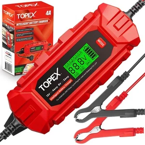 TOPEX 2A 6V/4A 12V Smart Car Battery Charger, Battery Charger Maintainer Trickle - Picture 1 of 14