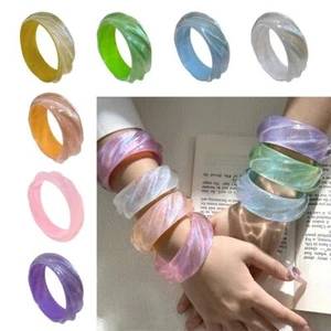 Vintage Wide Clear Bracelet Jelly Colored Chunky Bangle Jewelry Accessories - Picture 1 of 19