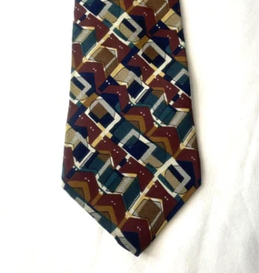 Vintage Cezani 100% Italian Silk Mens Necktie Tie Retro Art Deco Abstract 4 x 57 - Picture 1 of 6