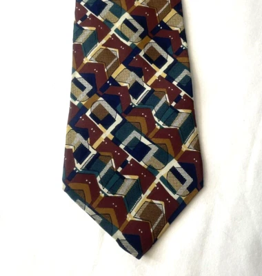 Corbata vintage Cezani 100 % seda italiana para hombre retro Art Deco abstracta 4 x 57 Foto 1 de 4
