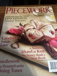 PIECEWORK Magazine July August 2008 Tat,Crochet Knitted Embroidery Knitted needl - Picture 1 of 1