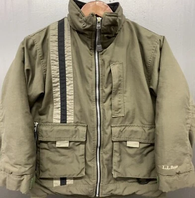 LL Bean Chaqueta Niños Niños Jóvenes S/8 Caqui Marrón Aislado Invierno Abrigo Escuela Juego Foto 1 de 4