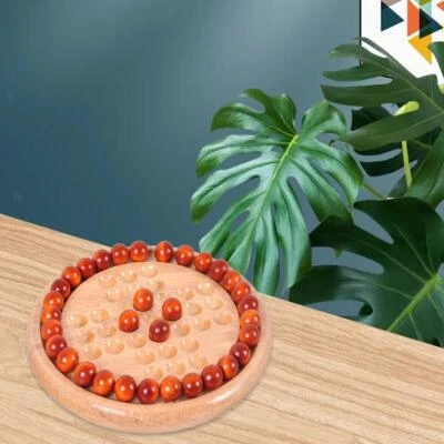 Wooden Solitaire Board Game Set 33 Balls Pegs Classical - Image 1 of 4