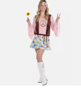 Groovy Hippie Peace Baby Junior Girls Costume Size (7-9) - Picture 1 of 1