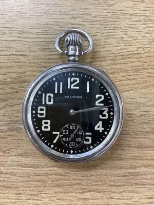 Reloj Bolsillo Waltham 1915 Traveler 1908 Militar Esfera Negra 7j 16s Raro Plateado Foto 1 de 4
