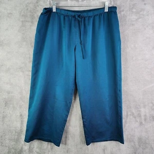 Womens Natori Turquoise Blue Lounge Sleep Capri Pants 100% Polyester Size L - Picture 1 of 10