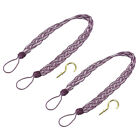 2Pcs 23" Curtain Tiebacks Braid Drapery Holdback Holder With Hooks Purple/Silver