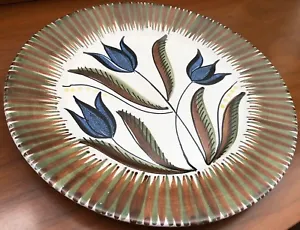 Vintage 13" Decorative Floral Hand Made Plate Norway Mid Century Modern Ceramic - Picture 1 of 6