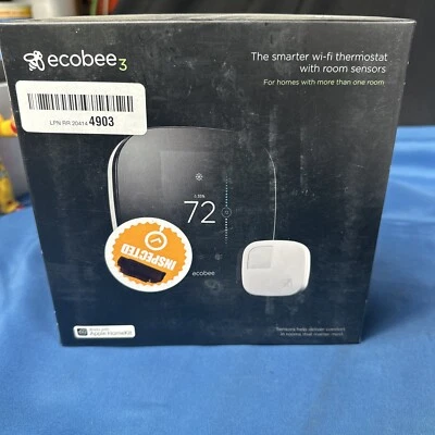 NOS Ecobee3 Smart Thermostat - Black (EB-STATE3LT-02) With Room Sensors - Image 1 of 3