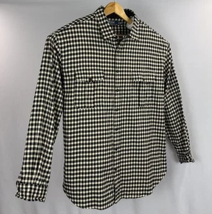 Polo Ralph Lauren Flannel Button-Up Shirt Mens 3XB Plaid Black Beige 100% Cotton - Picture 1 of 11
