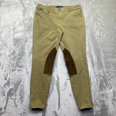 VTG Ralph Lauren Women Tan Khaki Breeches Riding Pants Knee Patche Sz 12 Fit 30" - Image 1 of 4