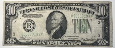 1934 A $10 Ten Dollar Bill Federal Reserve Note  New York, NY Vintage Currency - Image 1 of 4