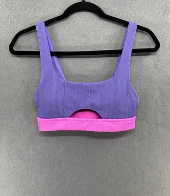 Aerie Bikini Top Womens Size S Purple Pink Waffle Banded Wide Strap Scoop NWT - Image 1 of 4