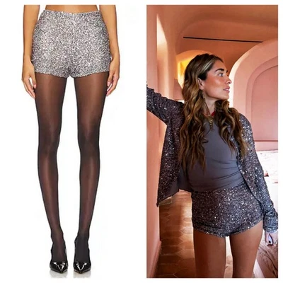 Never Fully Dressed Gunmetal Sequin Hot Pants Size 4 Short Shorts Sparkle  - Image 1 of 4
