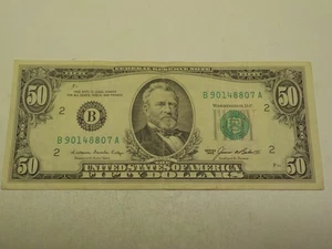 RARE VINTAGE 1985 50$ DOLLAR BILL B90148807A FANCY SERIAL NUMBER, NEW YORK - Picture 1 of 4