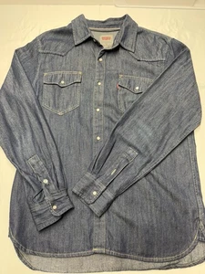Levi's Western Relaxed Fit Pearl Snap Long Sleeve Denim Button Up Shirt Men’s M - Picture 1 of 8