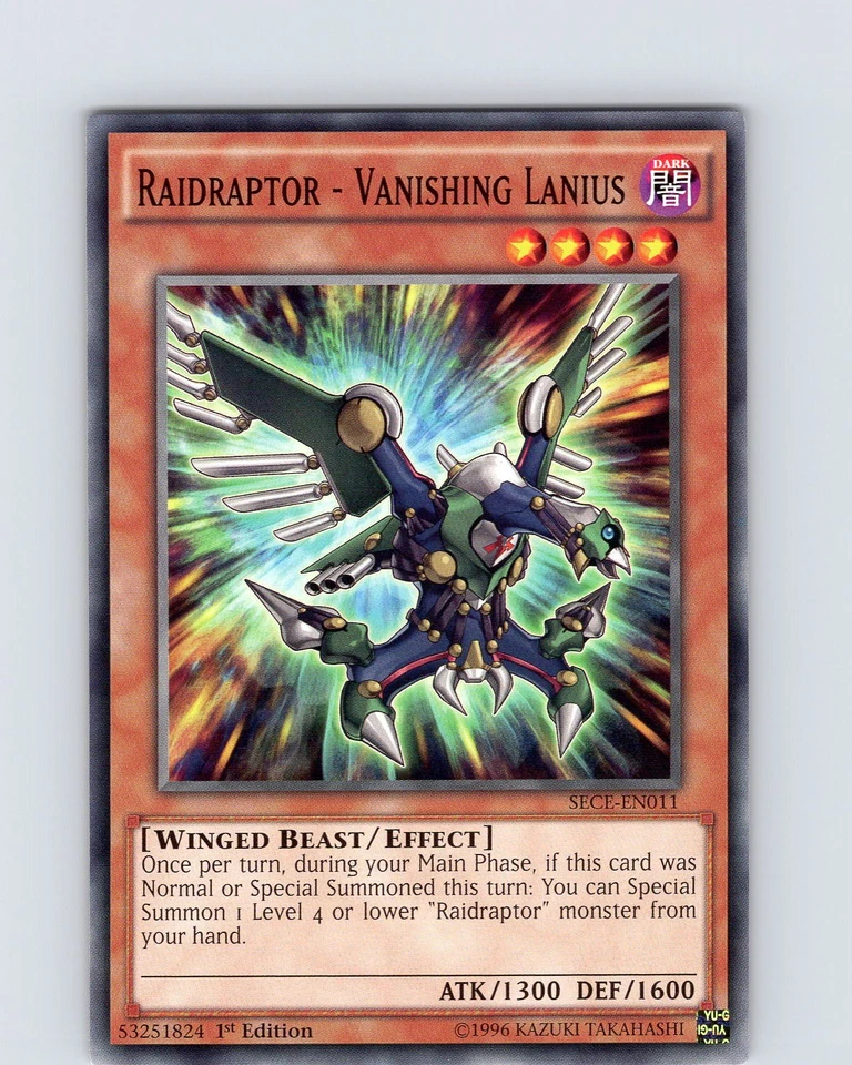 Yu-Gi-Oh TCG Raidraptor - Vanishing Lanius SECE-EN011 1st Edition Common Card NM - Image 1 of 2