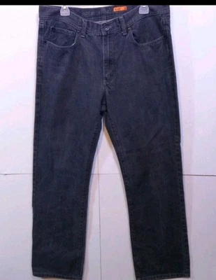 Apt. Pantalones de mezclilla para hombre 9 36/32 negro naranja etiqueta pierna recta calce ajustado Foto 1 de 4