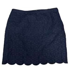 Falda para mujer Talbots azul marino 100 % lino bordada floral talla 16wp línea A - Imagen 1 de 11