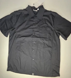 Chef Works Men's Medium Black Short Sleeve Button Up Collared Shirt - New - Picture 1 of 10