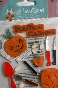 RARE! PUMPKIN CARVING! 1 PACK BY JOLEE'S PUMPKINS,CARVING KNIVES,SEEDS 14 PIECES - Picture 1 of 1
