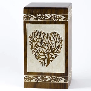 Handmade Rosewood Urn for Human Ashes Adult Funeral Urn - Tree of Life Wooden Ur - Picture 1 of 5
