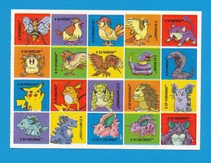 SHEET 20) PIKACHU NIDORAN ARBOK POKEMON MEIJI MINI STICKER PAGE MINT TPHLC - Imagen 1 de 2
