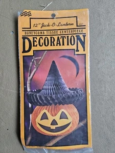 Vintage Eureka Halloween 12" Honeycomb Tissue Jack-O-Lantern Centerpiece Pumpkin - Picture 1 of 2