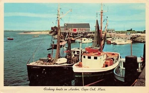 Fischerboote im Hafen, Kap Dorsch, Masse. Vintage PC - Bild 1 von 2