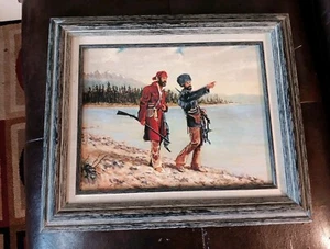 Pintura de trampero de piel de hombre de montaña -Enmarcada -Firmada Robert Mason - 19 x 16" - Imagen 1 de 13