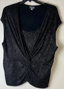 Onyx Nite by Wendye Chaitin Sleeveless Black Sparkling Evening Blouse Size 3X - Picture 1 of 9