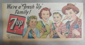 7-Up Ad: Fresh Up With Seven-Up! We're A Fresh Up Family 1940's 7.5 x 15 inches - Picture 1 of 3