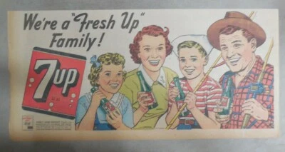 7-Up Ad: Fresh Up With Seven-Up! We're A Fresh Up Family 1940's  7.5 x 15 inches - Image 1 of 3
