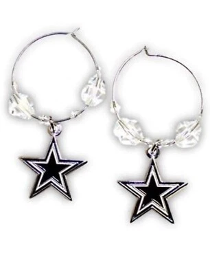 Pendientes colgantes de aro con cuentas transparentes Aminco Dallas Cowboys NFL Foto 1 de 2