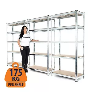 3-Bay Steel Garage Shelving Racking - Galvanised and Boltless - 175KG UDL - Picture 1 of 5
