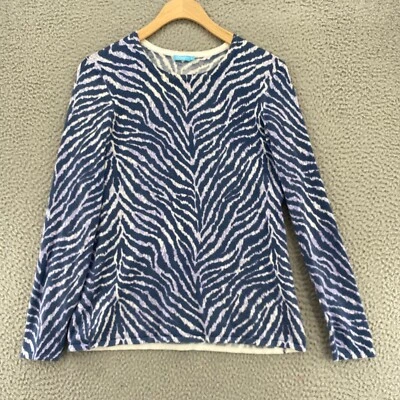Suéter J McLaughlin Mujer Pequeño Azul Estampado Animal Botón Acento Pullover Tejido Foto 1 de 4