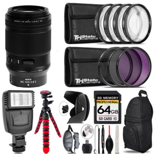 Nikon Z MC 105mm VR S Macro Lens + Flash + Tripod & More - 64GB Accessory Kit - Picture 1 of 9